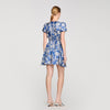 Pierly Floral Print Short Dress Blue / Ecru