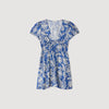 Pierly Floral Print Short Dress Blue / Ecru