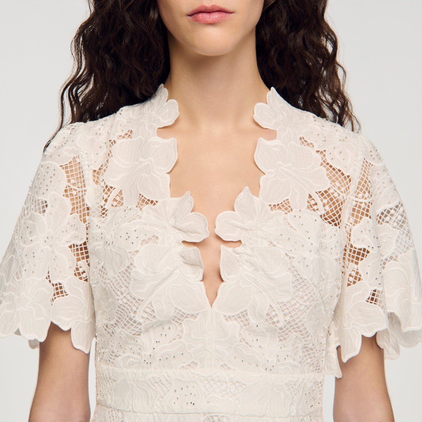 Elara Flower Print Short Dress White