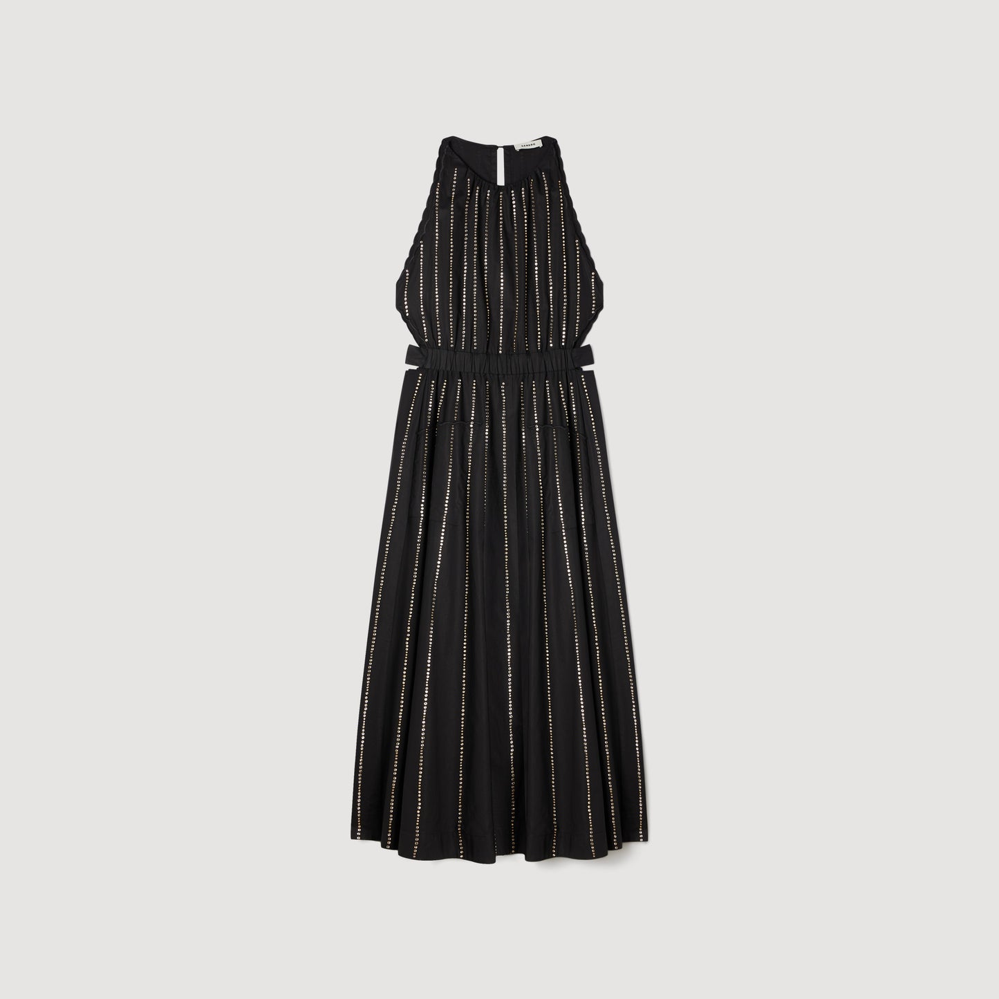 Mexique Rhinestone Maxi Dress BLACK