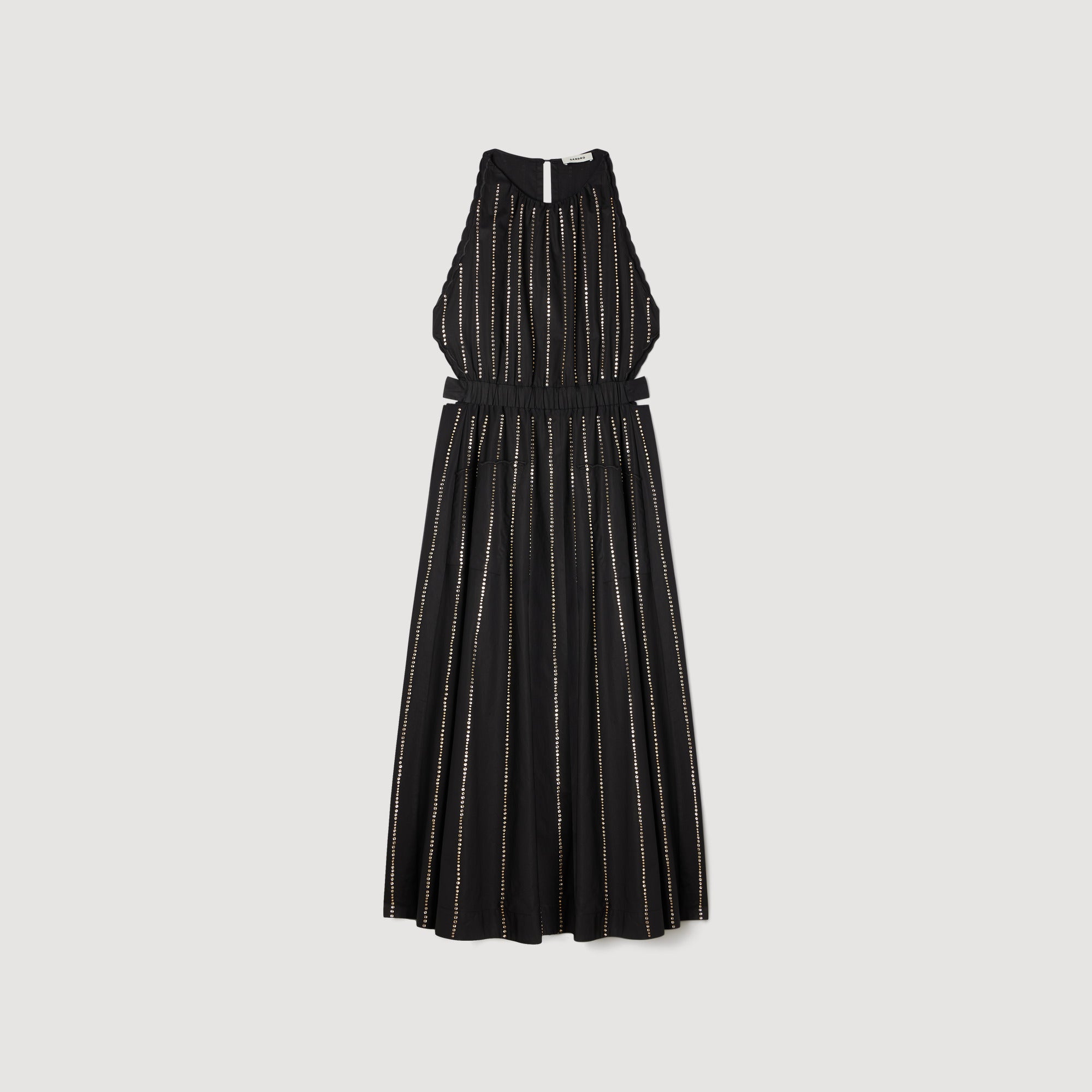Mexique Rhinestone Maxi Dress BLACK