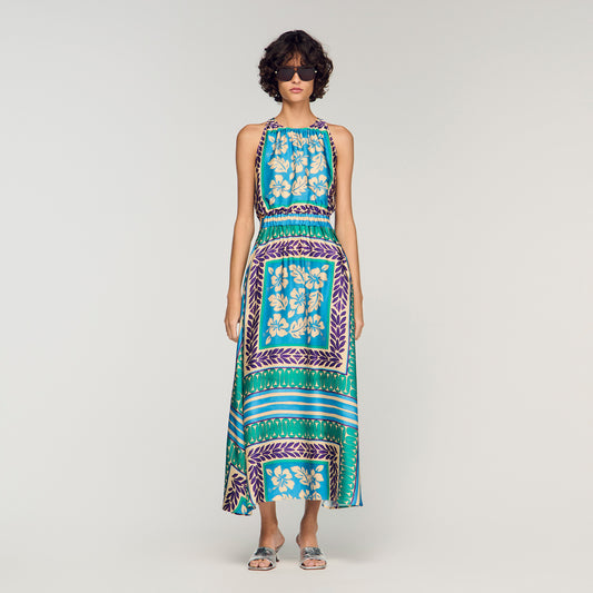 Jade Floral Print Maxi Dress Green / Purple