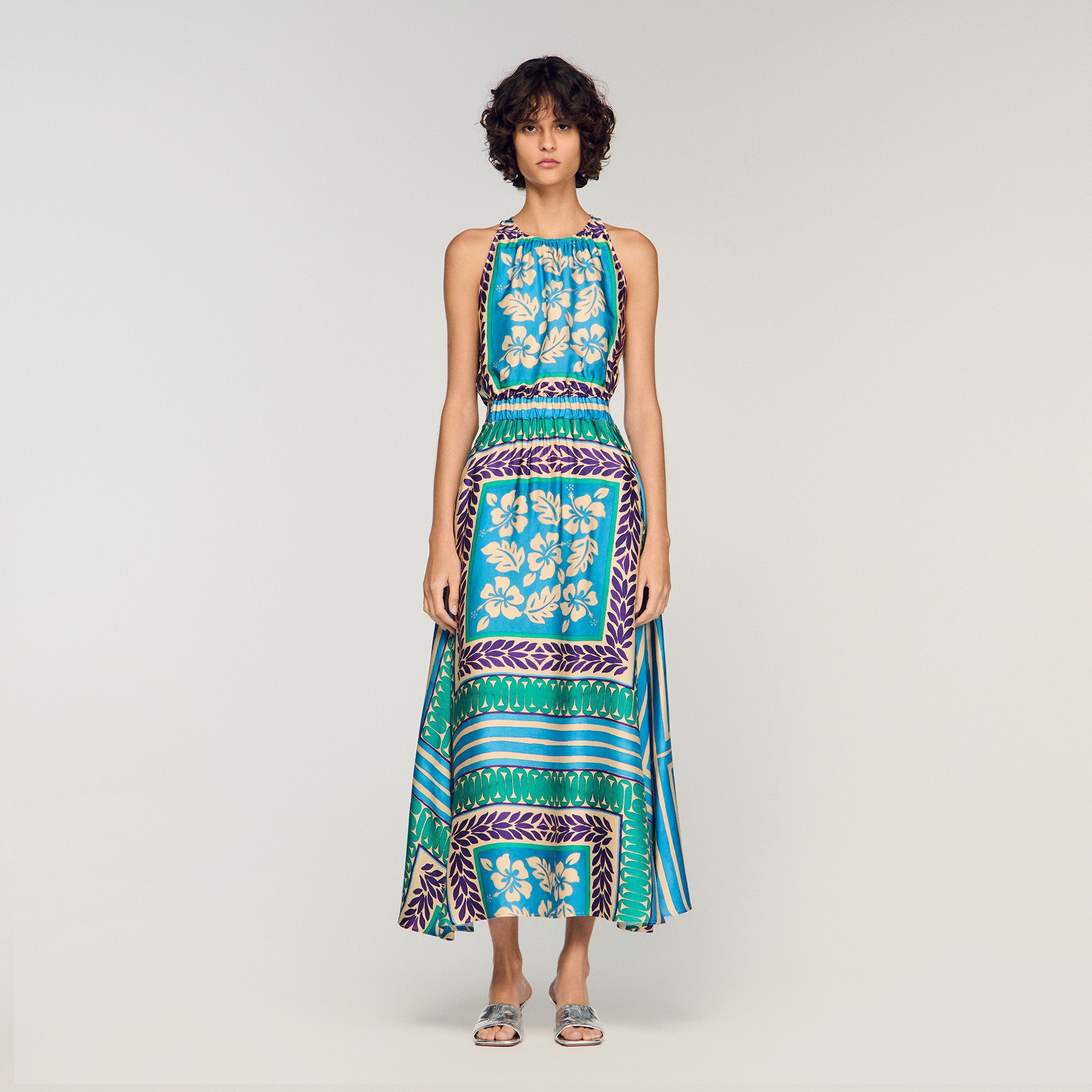 Jade Floral Print Maxi Dress Green / Purple