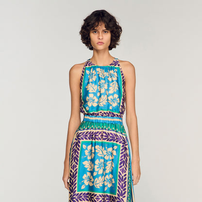 Jade Floral Print Maxi Dress Green / Purple