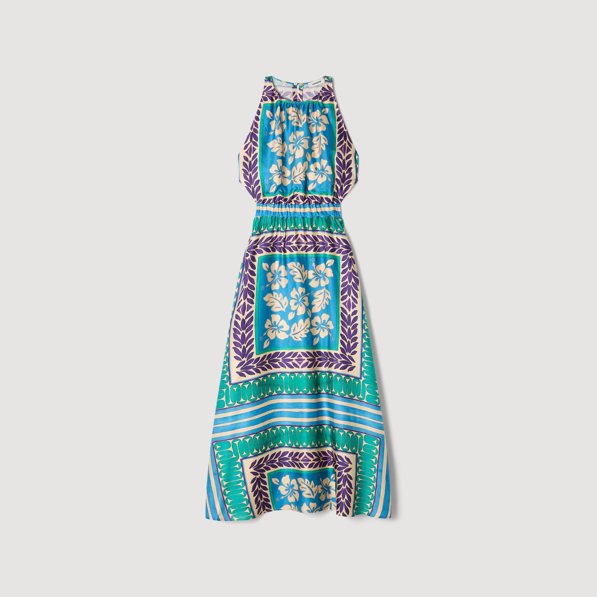 Jade Floral Print Maxi Dress Green / Purple