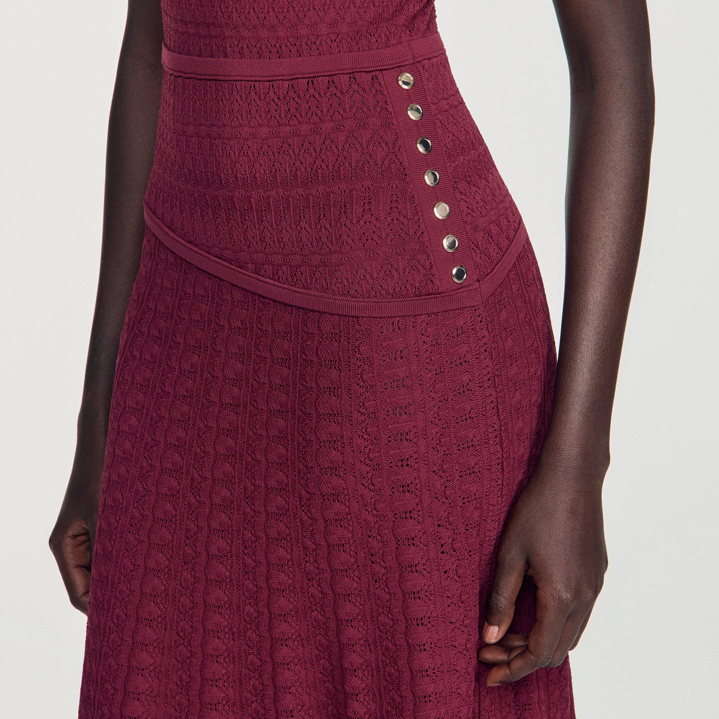 Samantha Pointelle knit maxi dress Bordeaux