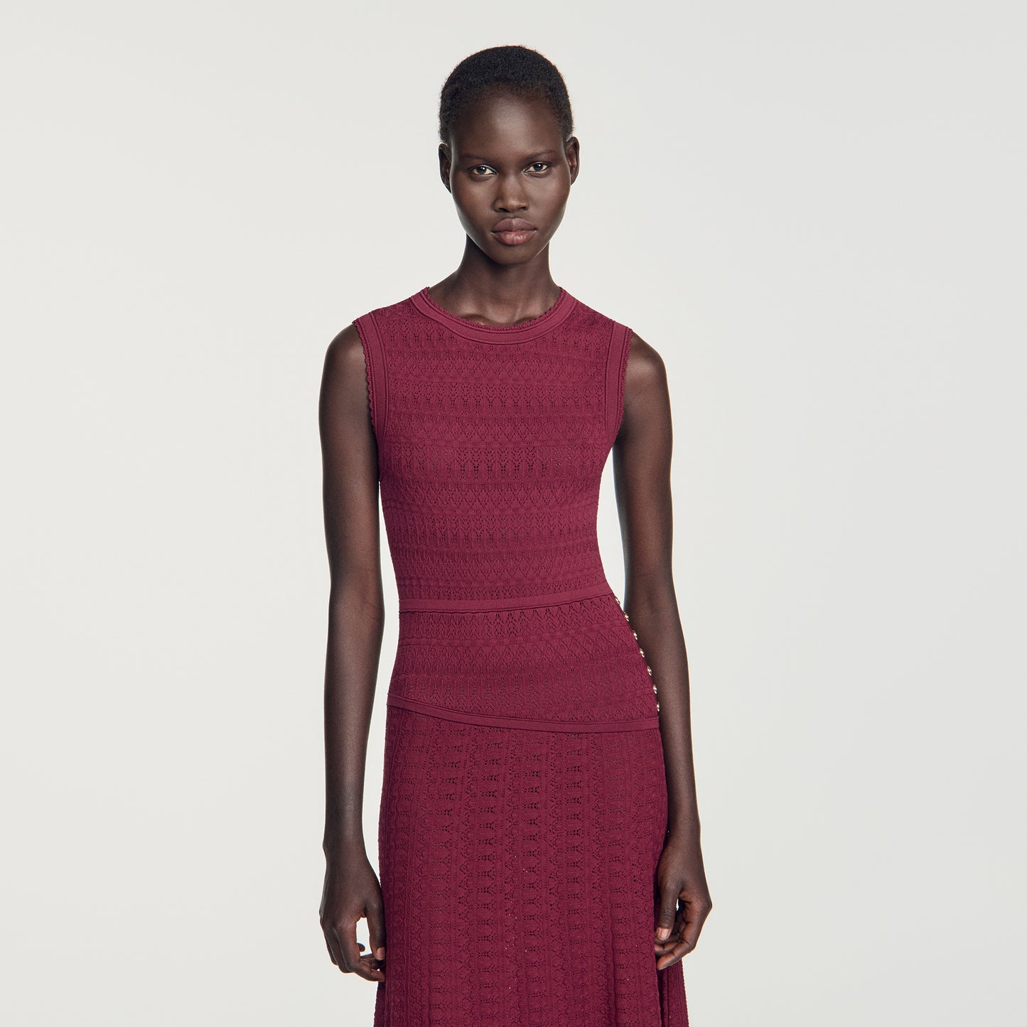 Samantha Pointelle knit maxi dress Bordeaux