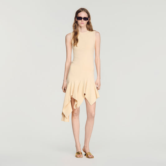 Biancona Asymmetric knit dress Vanilla