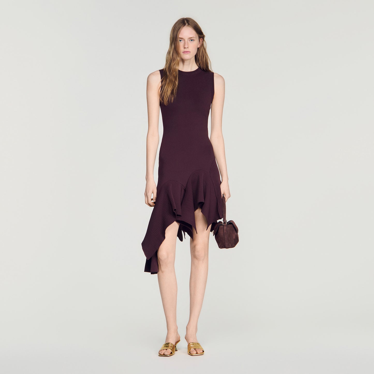 Biancona Asymmetric knit dress Brown