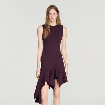 Biancona Asymmetric knit dress Brown