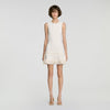 Natacha Floral knit short dress Ecru