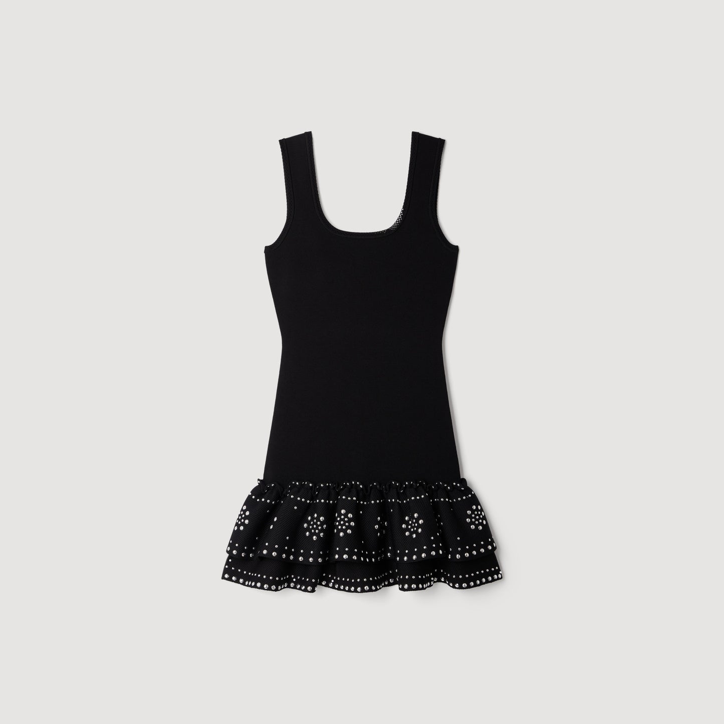 Dalya Short knit dress with studs Black