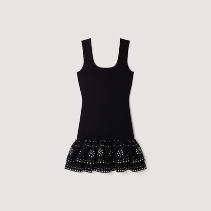 Dalya Short knit dress with studs Black