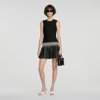 Solea Check knit short dress Black / Ecru