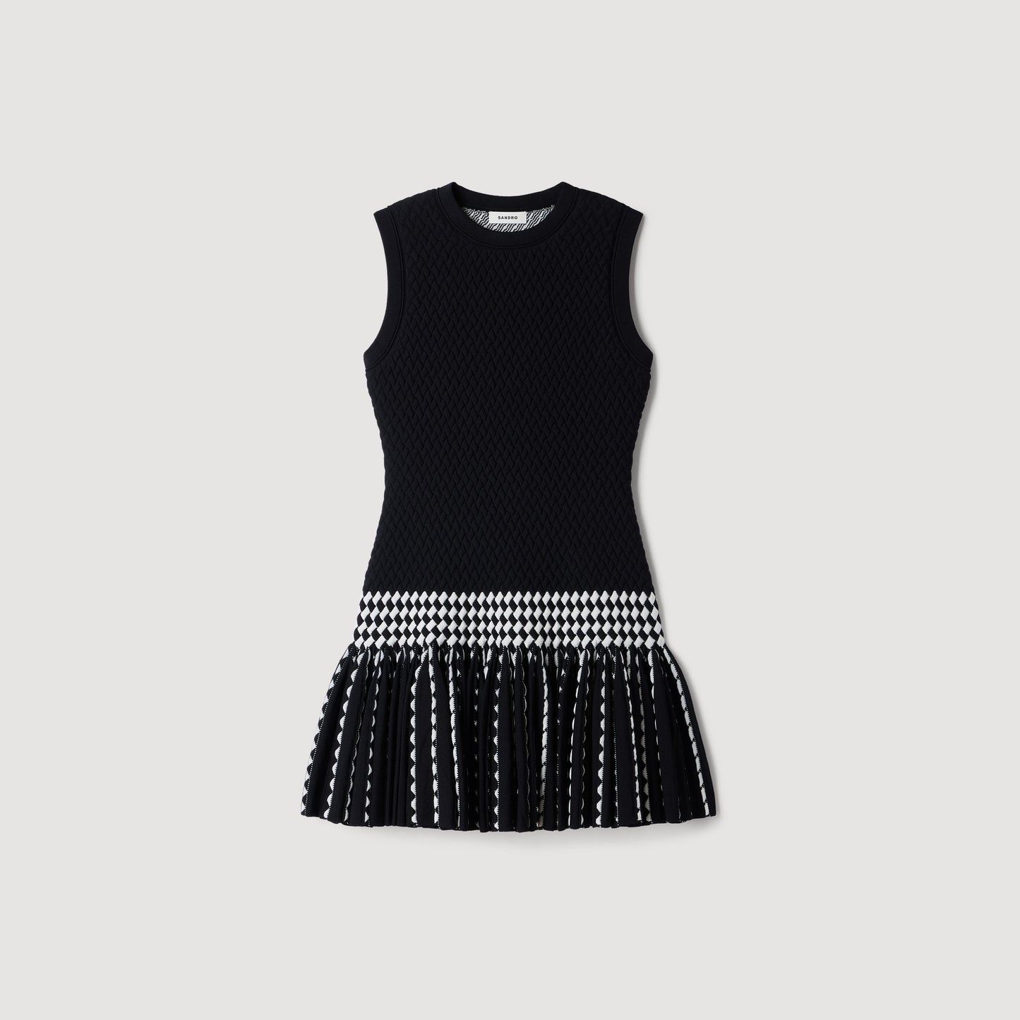 Solea Check knit short dress Black / Ecru