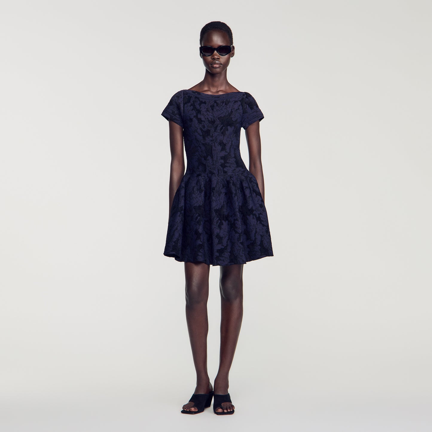 Gala Floral jacquard knit dress Midnight Blue