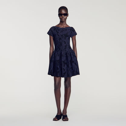 Gala Floral jacquard knit dress Midnight Blue