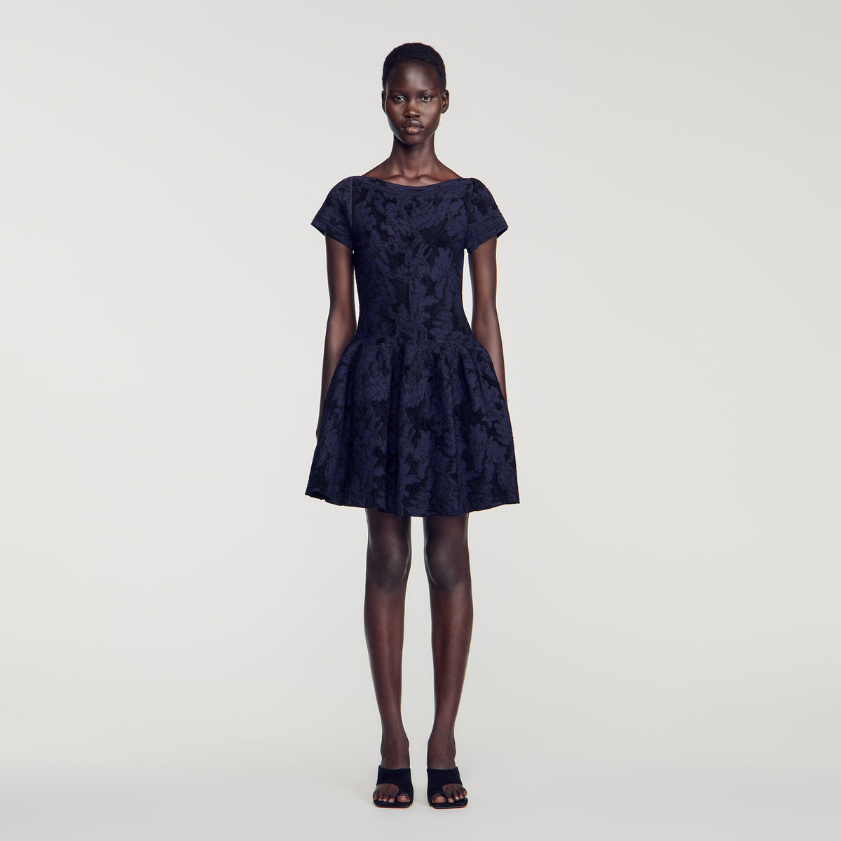 Gala Floral jacquard knit dress Midnight Blue