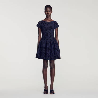 Gala Floral jacquard knit dress Midnight Blue