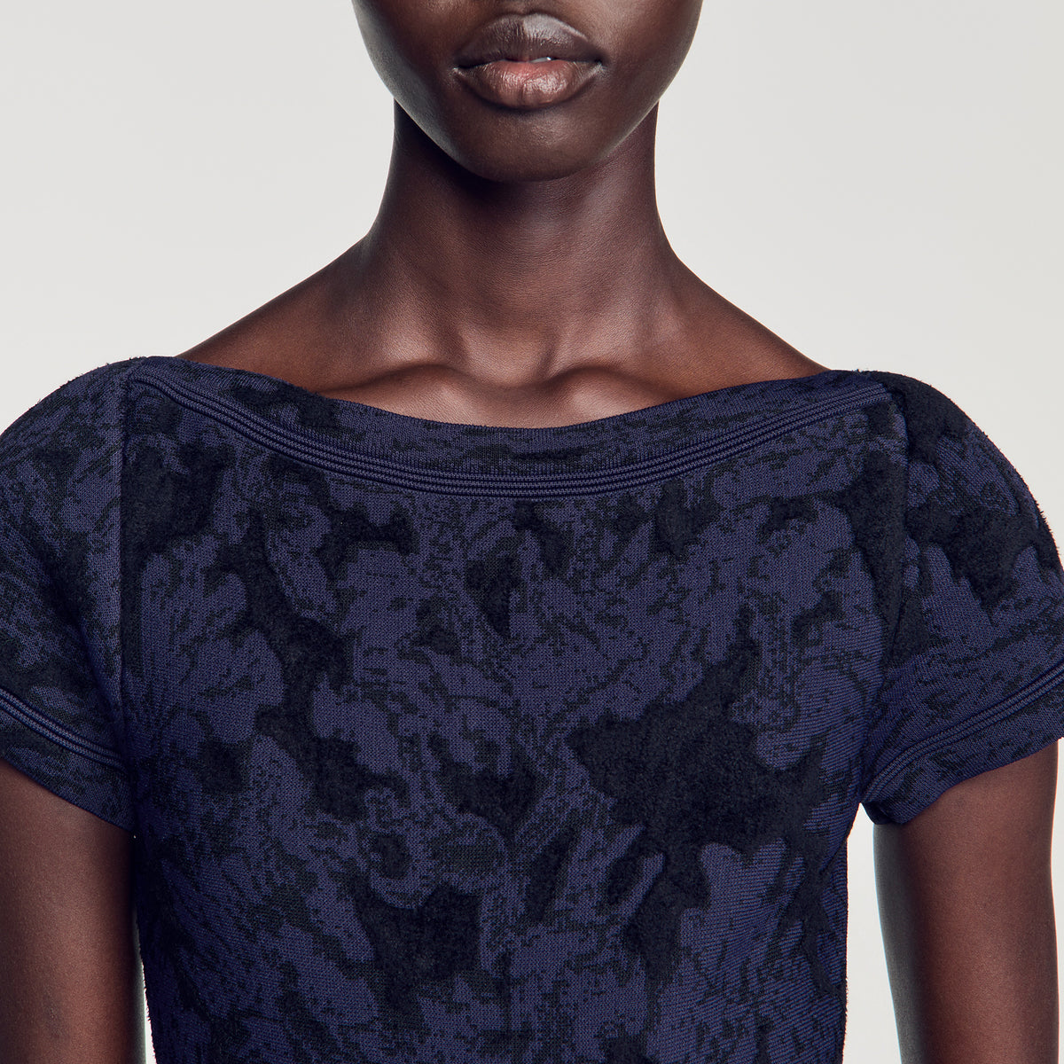 Gala Floral jacquard knit dress Midnight Blue