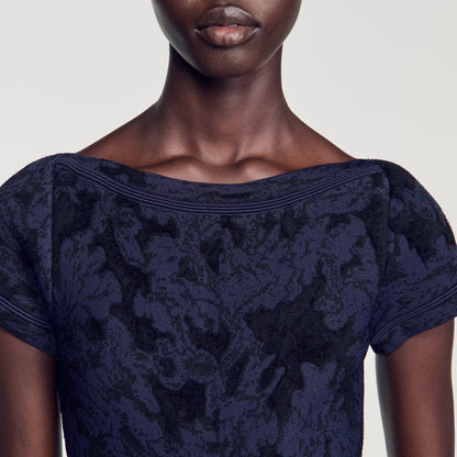 Gala Floral jacquard knit dress Midnight Blue