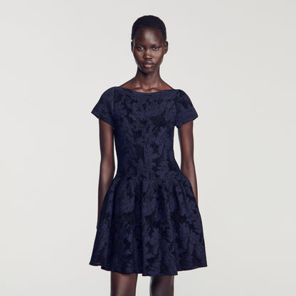 Gala Floral jacquard knit dress Midnight Blue