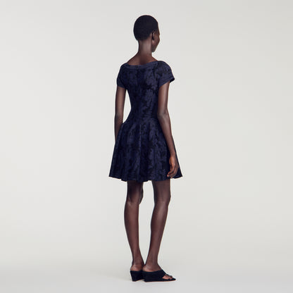 Gala Floral jacquard knit dress Midnight Blue