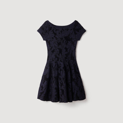 Gala Floral jacquard knit dress Midnight Blue