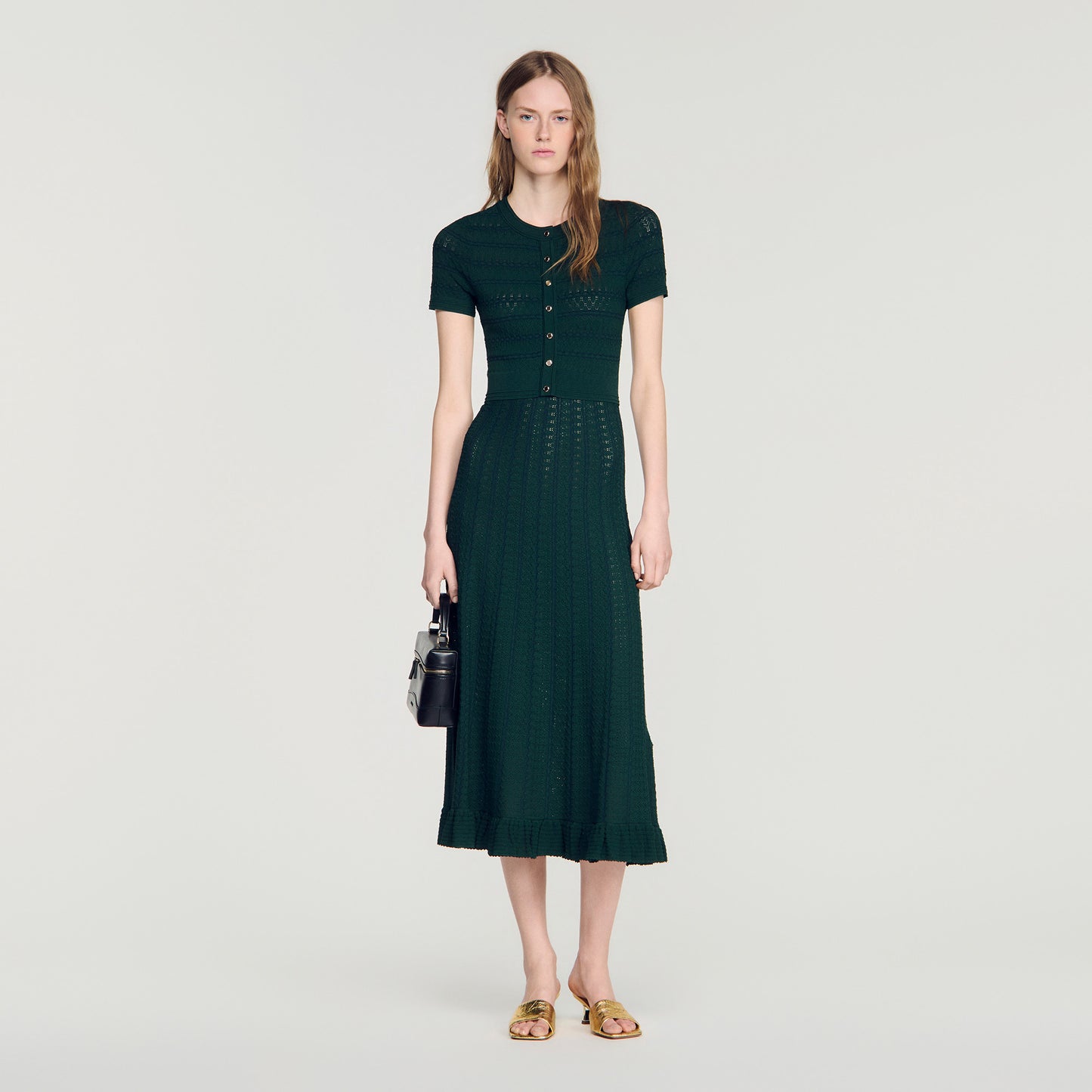 Orianne Pointelle knit maxi dress Green