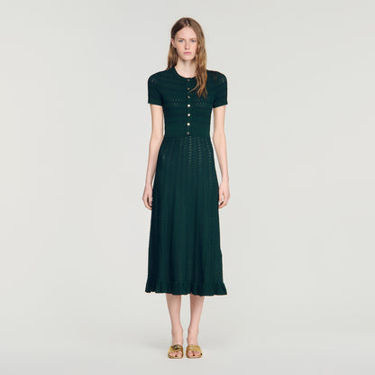 Orianne Pointelle knit maxi dress Green