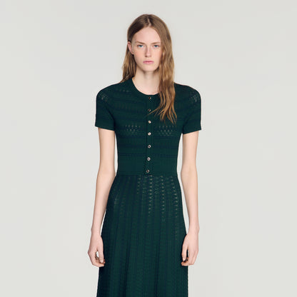 Orianne Pointelle knit maxi dress Green