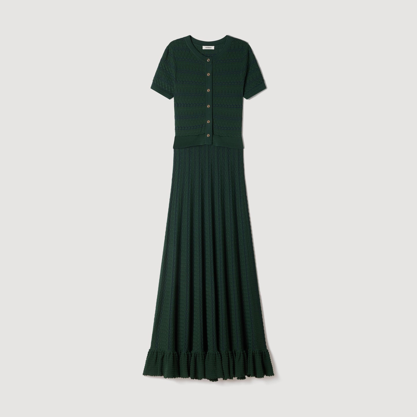 Orianne Pointelle knit maxi dress Green