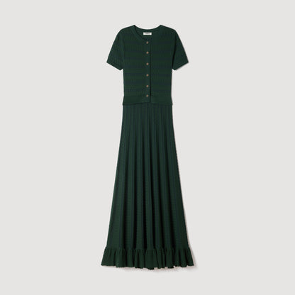 Orianne Pointelle knit maxi dress Green