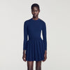 Velia Short knit dress with buttons Navy Blue