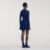 Velia Short knit dress with buttons Navy Blue