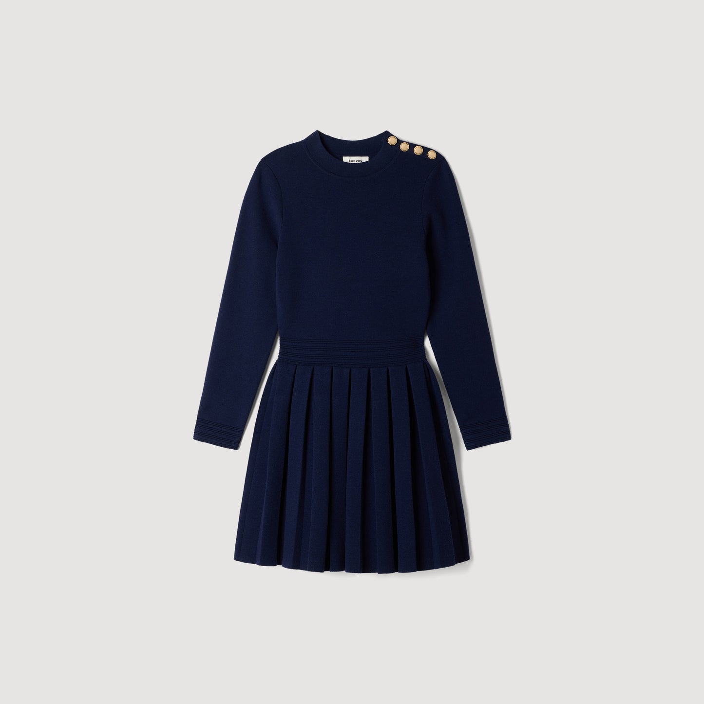 Velia Short knit dress with buttons Navy Blue
