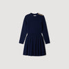 Velia Short knit dress with buttons Navy Blue