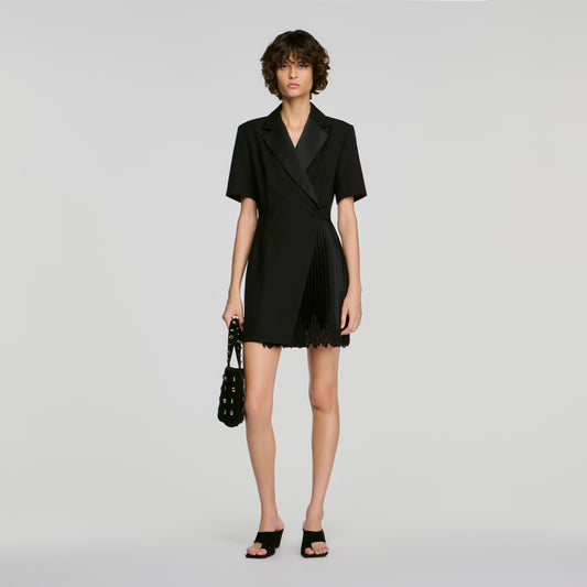 Baccarat Tailored collar wraparound dress Black