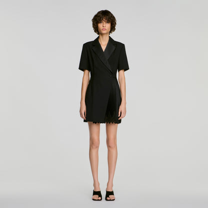 Baccarat Tailored collar wraparound dress Black