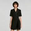 Baccarat Tailored collar wraparound dress Black