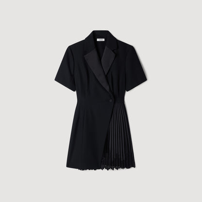 Baccarat Tailored collar wraparound dress Black