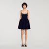 Cosma Short Rhinestone Velvet Dress Black