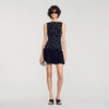 Diva Short Velvet Dress With Beads Black