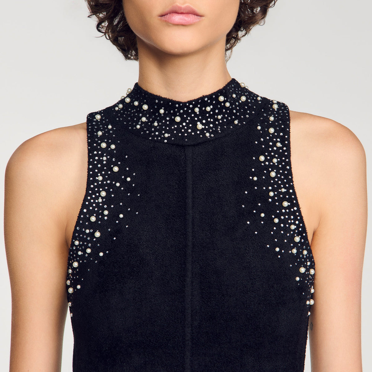Eira Rhinestone Velvet Maxi Dress Black