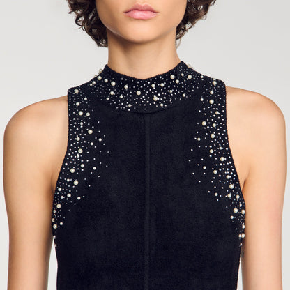 Eira Rhinestone Velvet Maxi Dress Black