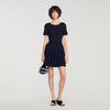Agnes Short dress with beaded flowers Black
