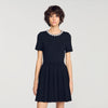 Agnes Short dress with beaded flowers Black