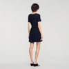 Agnes Short dress with beaded flowers Black