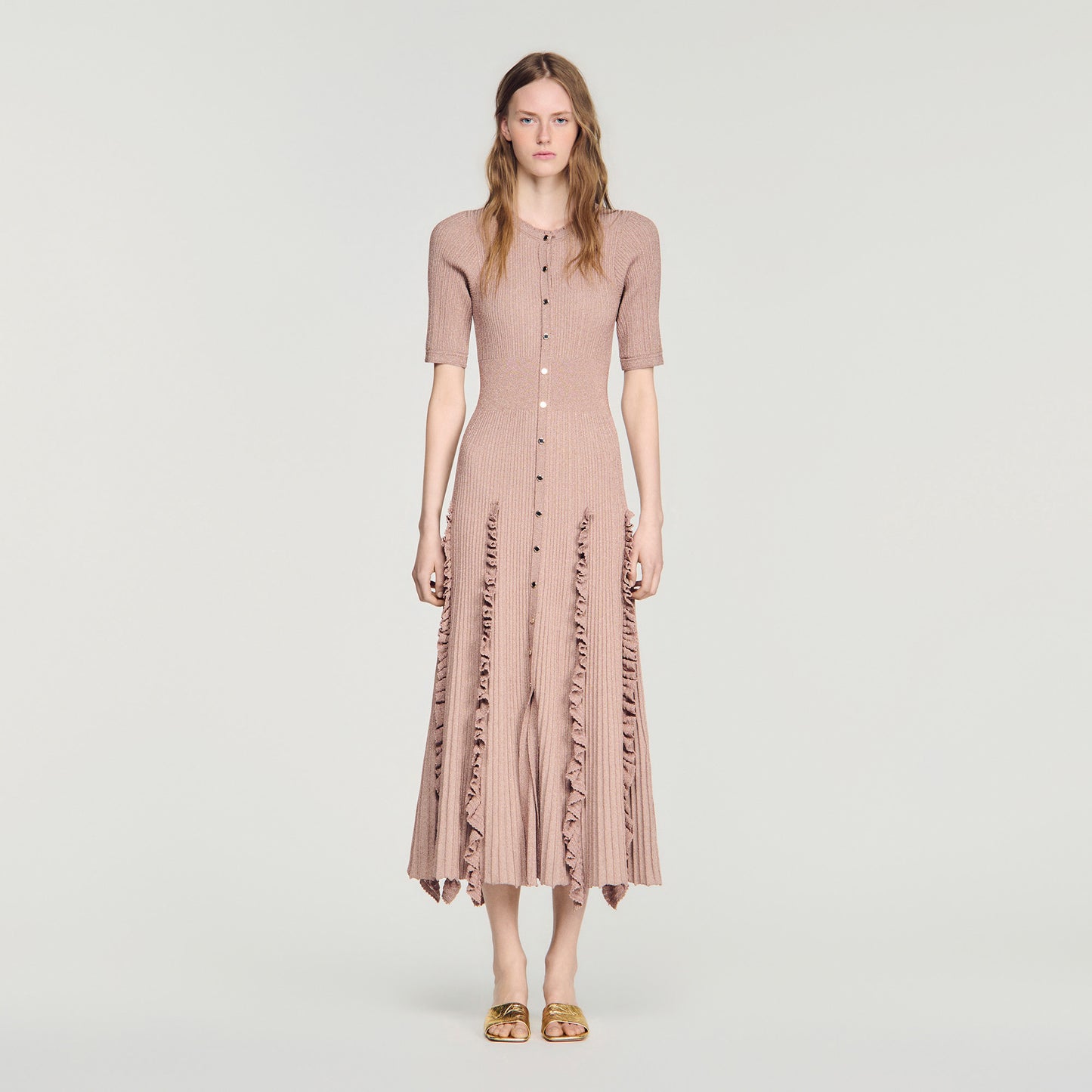 Pietrarosa Sparkling knit maxi dress Nude