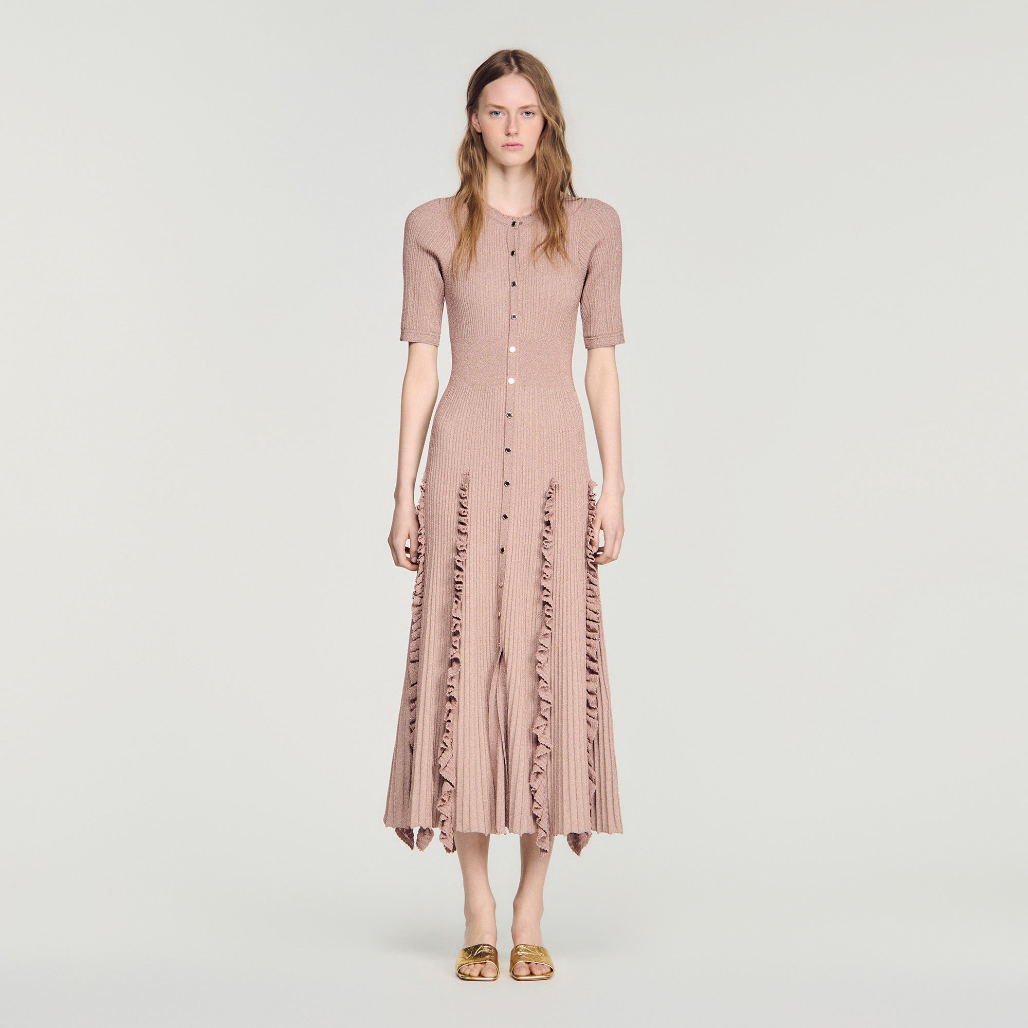 Pietrarosa Sparkling knit maxi dress Nude